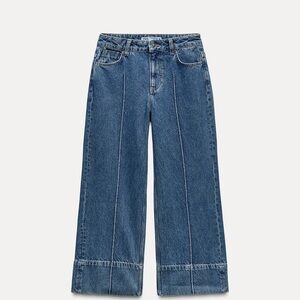Zara High Waisted Cropped Z1975 Wide Leg Jean Size 30 10